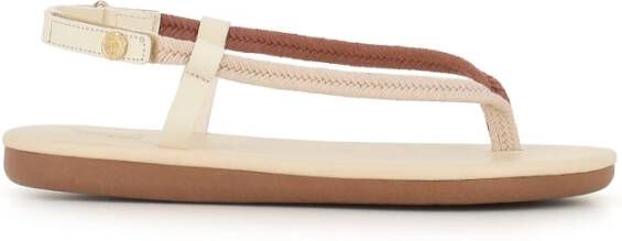 Ancient Greek Sandals Leren Band Sandalen in Cuoio en Wit
