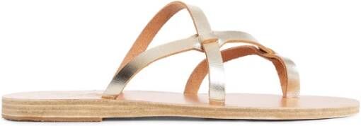Ancient Greek Sandals Platina Leren Sandalen met Rubberen Hak