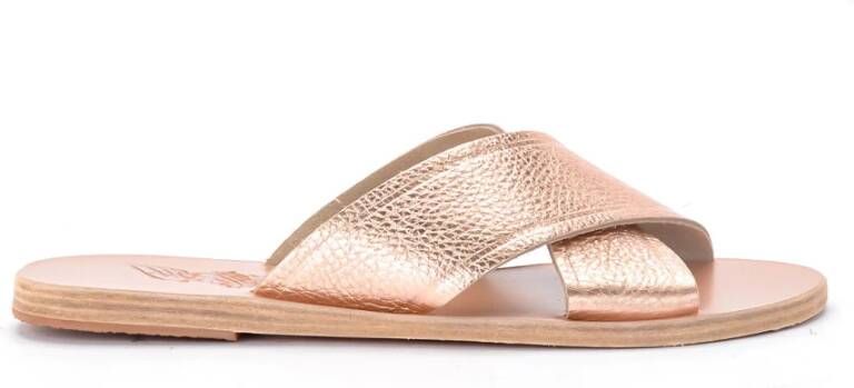 Ancient Greek Sandals Roze Leren Thais Sandalen met Kruisbanden Pink Dames