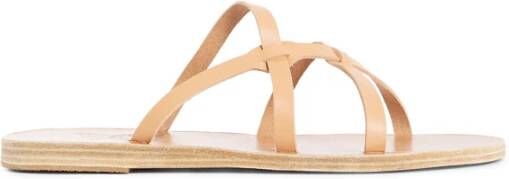 Ancient Greek Sandals Sandalen met leren bandjes en rubberen hak