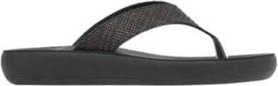 Ancient Greek Sandals Zwarte Raffia Sleehak Slippers Black Dames