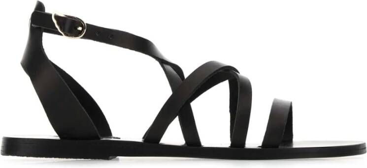 Ancient Greek Sandals Stijlvolle platte leren sandalen Black Dames
