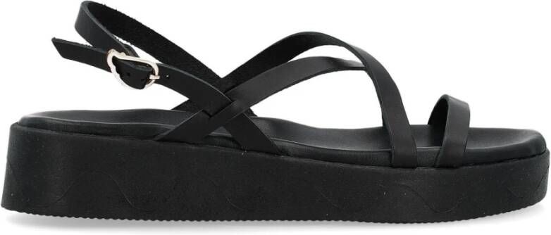 Ancient Greek Sandals Zwarte Leren Sandaal Silia Black Dames