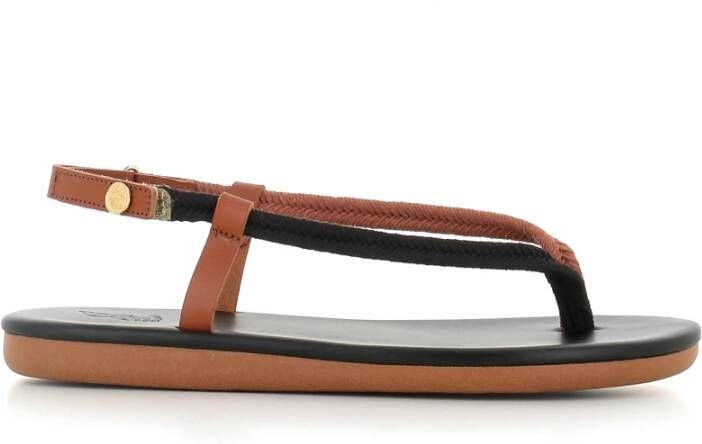 Ancient Greek Sandals Zwarte leren sandalen met band