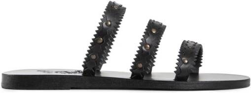 Ancient Greek Sandals Zwarte leren sandalen met bronzen studs