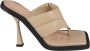 Andrea Adamo Gewatteerde Leren Teenslippers Beige Dames - Thumbnail 1