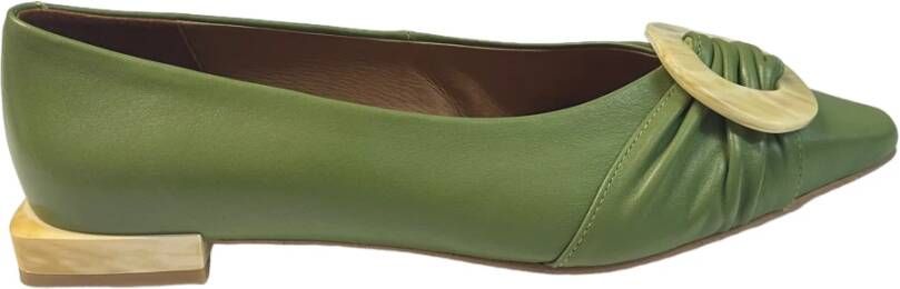 Angel Alarcon Beige Puntige Ballerina Platte Leder Green Dames