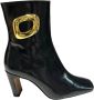 Angel Alarcon Leren enkellaarsjes met gouden accessoire Black Dames - Thumbnail 1