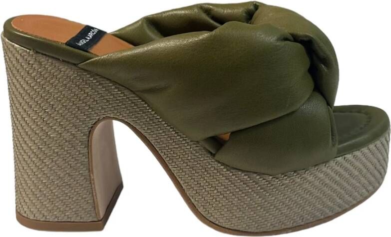 Angel Alarcon Leren hoge hak sandalen Green Dames