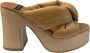 Angel Alarcon Leren sandalen met raffia plateau Beige Dames - Thumbnail 1