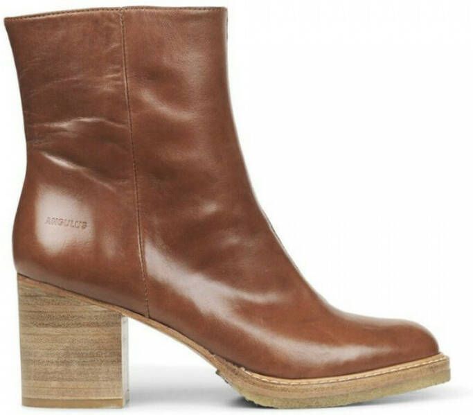 Angulus Block Heel Boots With Zipper Bruin Dames
