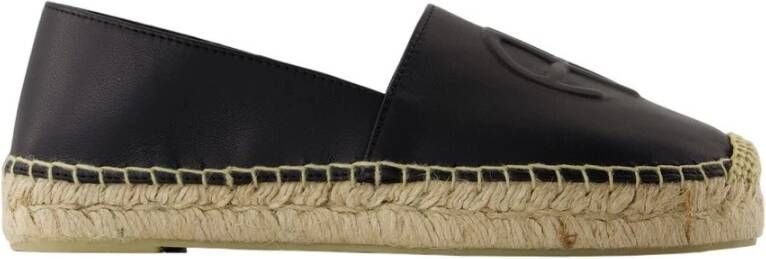 Anine Bing Zwarte leren espadrilles platte schoenen