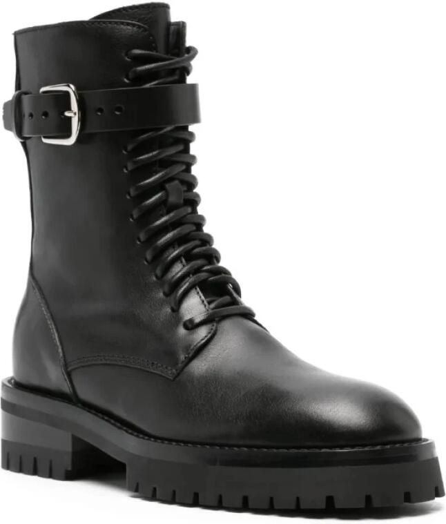 Ann Demeulemeester Core Zwarte Gevechtslaarzen met Gesp