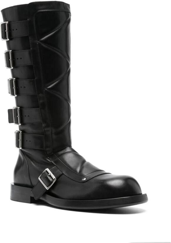 Ann Demeulemeester Zwarte leren zijrits gesp laarzen