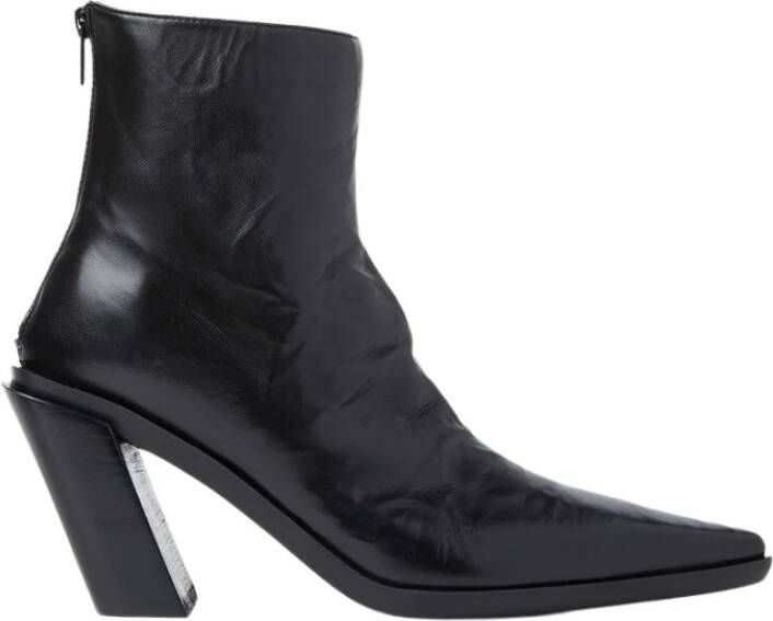 Ann Demeulemeester Zwarte Leren Enkellaarzen Florentine Black Dames