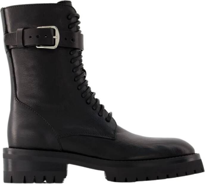 Ann Demeulemeester Cisse Combat Boots Leer Zwart Black Dames