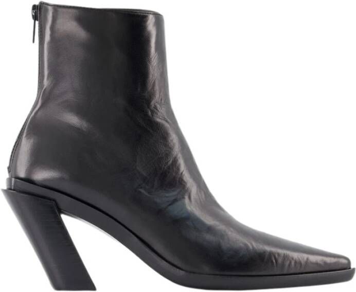 Ann Demeulemeester Zwarte Leren Enkellaarzen Florentine Black Dames