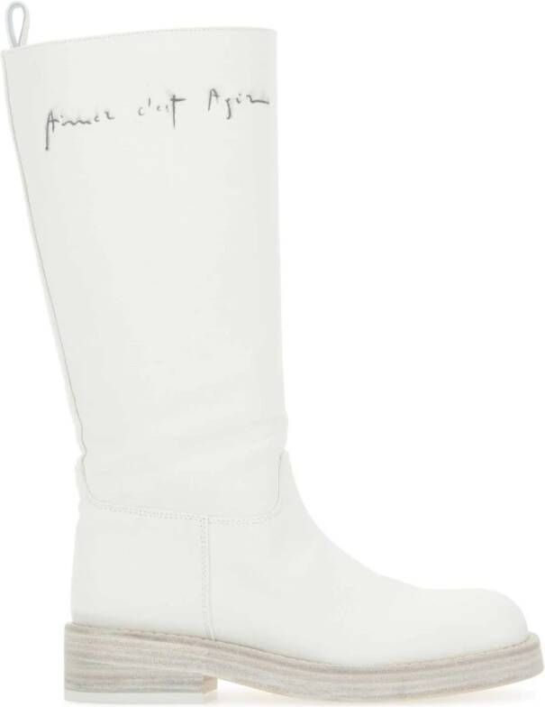 Ann Demeulemeester Ivory canvas Jose Hoge Laarzen White Dames