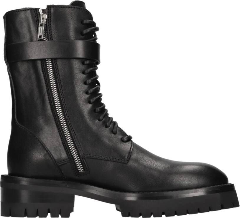 Ann Demeulemeester Cisse Combat Boots Leer Zwart Black Dames