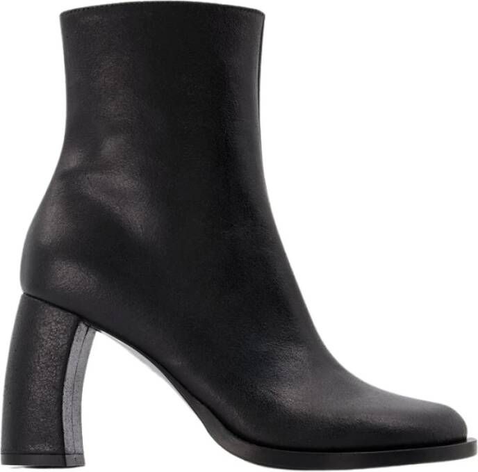 Ann Demeulemeester Zwarte Leren Lisa Enkellaarzen Black Dames