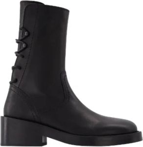 Ann Demeulemeester Zwarte Leren Laarzen Zwart Dames