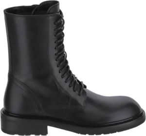 Ann Demeulemeester Zwarte Leren Veterschoenen Zwart Dames