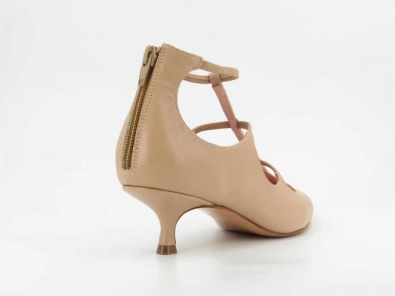 Anna F. Beige leren pumps met ritssluiting