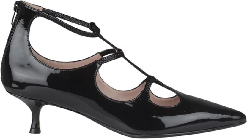 Anna F. Zwarte Lakleren Puntige Neus Hakken Black Dames