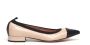 Anna F. Beige en zwart leren ballerina Beige Dames - Thumbnail 1