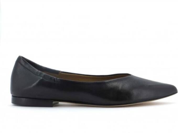 Anna F. Leren Ballerina Schoenen Zwart Elastische Inzetstukken