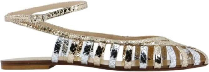 Anna F. Leren sandalen platina zilver enkelband