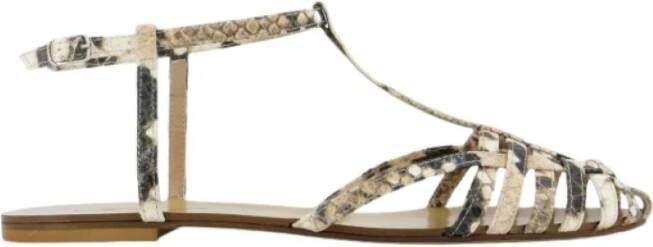 Anna F. Leren Sandalen Python Print Enkelband