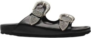 Anna F. Leren sandalen Zwart Dames