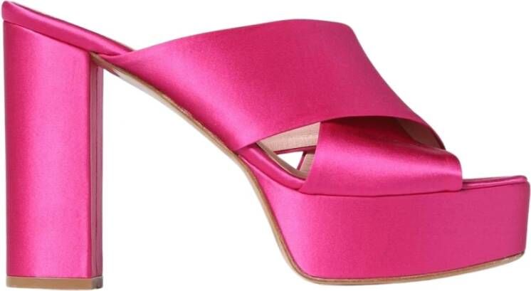 Anna F. Satijnen CrossStrap Hak Sandalen Fuchsia