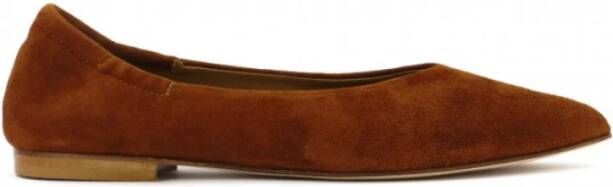 Anna F. Suède Ballerina Schoenen Gebrand Cognac