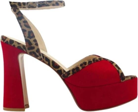 Anna F. Suède sandalen met luipaarddetails