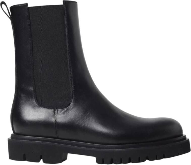 Anna F. Zwarte Leren Chelsea Boots