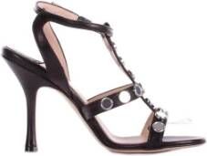 Anna F. Zwarte Logo Sandalen met Gespsluiting