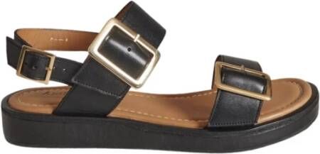 Anthology Paris Ottawa leather flat sandals Zwart Dames