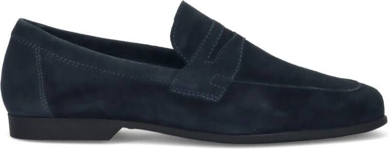 Antica Cuoieria Blauwe Suède Heren Mocassin Schoenen Blue Heren