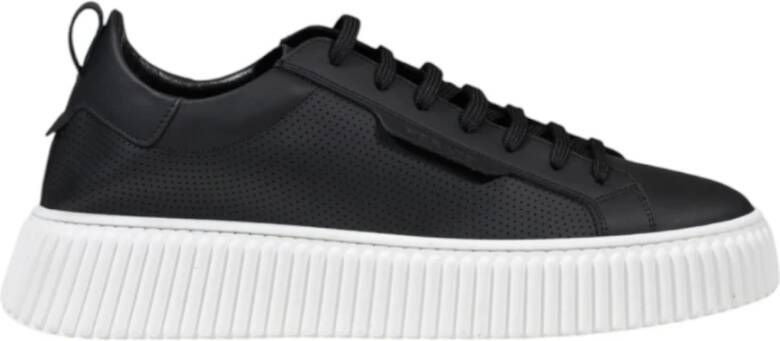 Antony Morato Zwarte Leren Sneakers Vetersluiting Stijl Black Heren