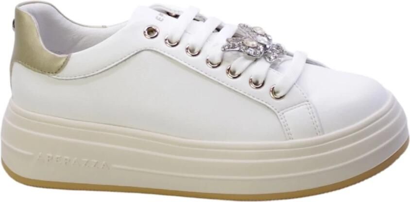 Apepazza Witte leren vlinder bedel sneakers
