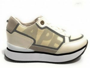 Apepazza Witte Leren Suede Wedge Sneaker Raina Wit Dames