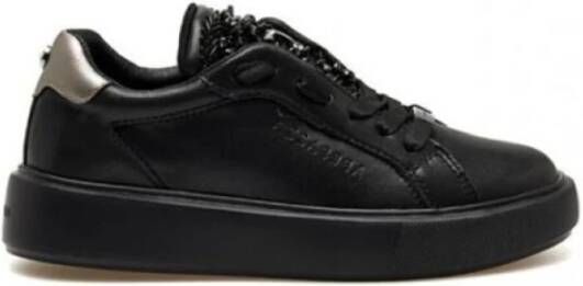 Apepazza Zwarte leren sneakers met strass