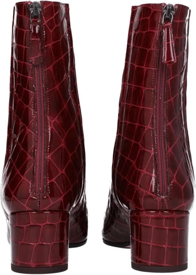 Aquazzura Rode Leren Enkellaarzen Krokodillenprint