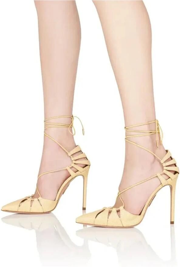 Aquazzura Bellissima Geweven Raffia Stiletto Sandalen - Foto 2