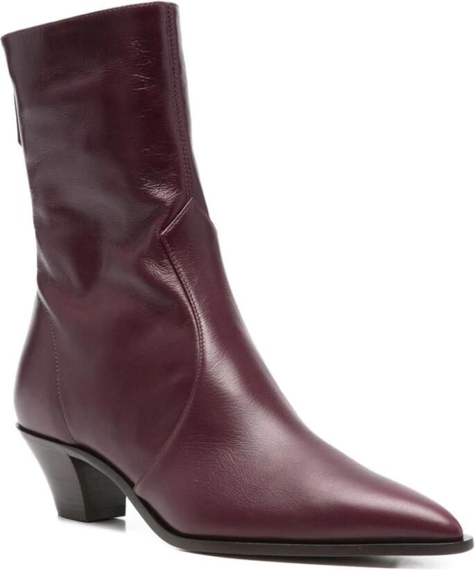 Aquazzura Bordeaux Rits Bootie met Schuine Hak