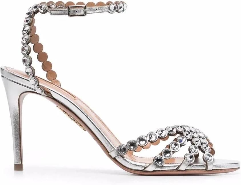 Aquazzura Crystal Embellished Ankle Strap Sandals