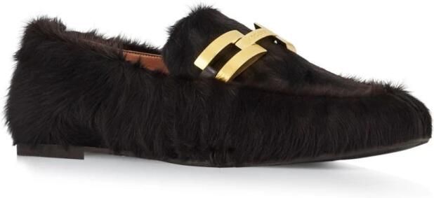 Aquazzura Furry Espresso Mocassins