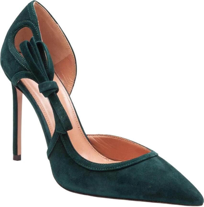 Aquazzura Groene Suède Pumps met Puntneus